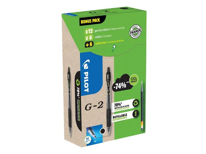 Gelpenna PILOT G2 Plus svart 12+12/fp