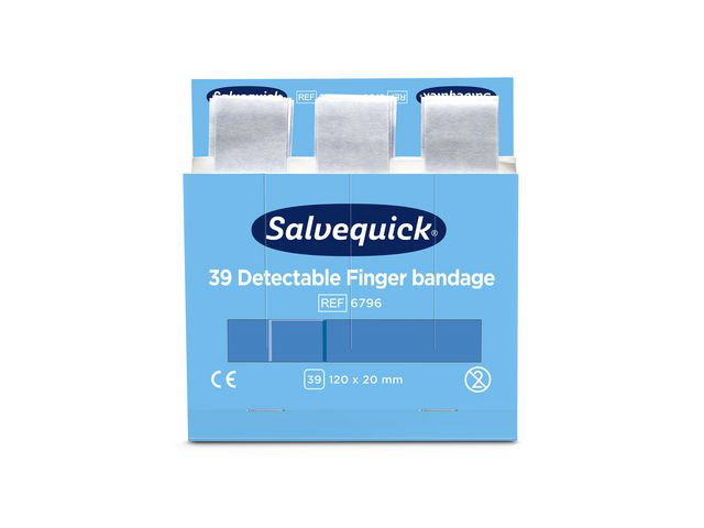 Plåster SALVEQUICK refill lång blå 39/fp