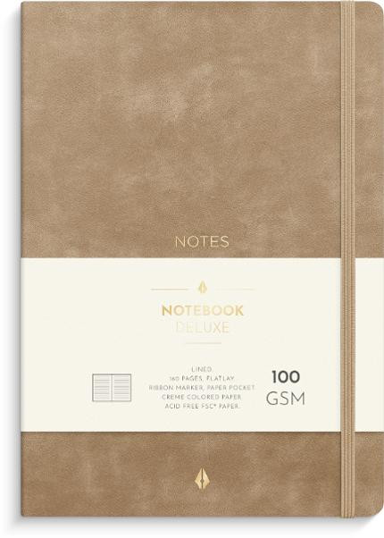 Ant.bok BURDE Deluxe A5 linj smooth beig