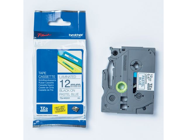 Tape BROTHER TZEMQ531 12mm svart på blå