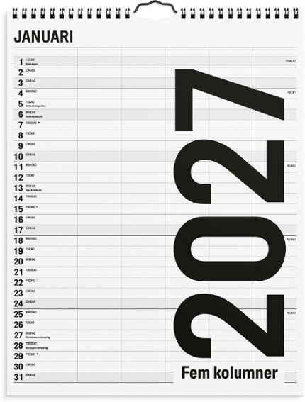Familjekalender 2027 Black and white
