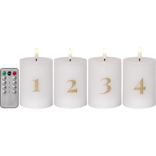 Blockljus STAR T LED Advent vit 4/fp