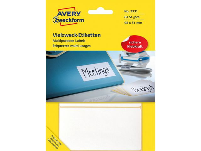 Etikett AVERY handskriv 98x51 vit 84/fp