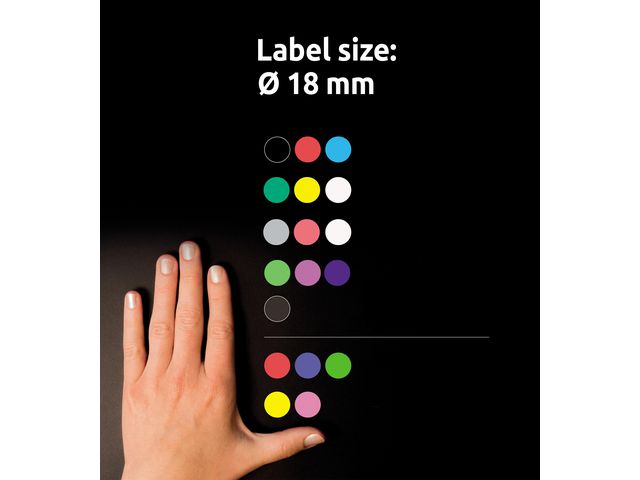 Färgkodningsprick AVERY Ø18mm gul 96/fp
