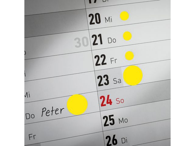 Färgkodningsprick AVERY Ø18mm gul 96/fp