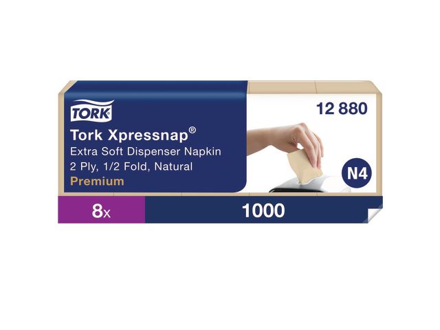 Servett TORK Pre N4 2-lags natur 1000/fp