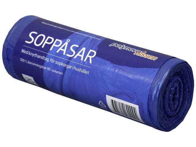 Insatspåse knyt HD 30L 12my blå 25/rl