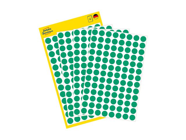 Färgkodningsprick AVERY Ø8mm grön 416/fp