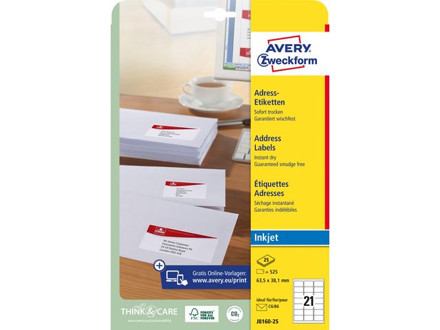 Etikett AVERY QD 63,5x38,1mm 525/fp