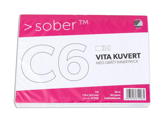 Kuvert SOBER C6 FH 90g vit 50/fp
