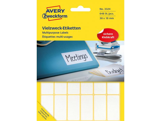 Etikett AVERY handskriv 18x38mm 648/fp