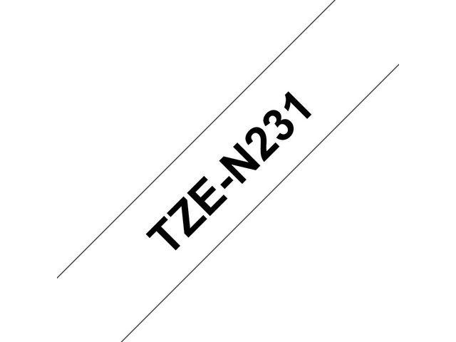 Tape BROTHER TZEN231 12mm svart på vit