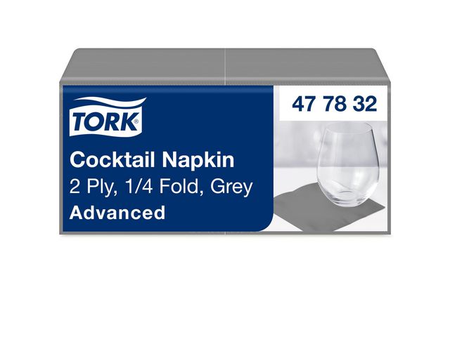 Servett TORK Cocktail 2-lags grå 200/fp