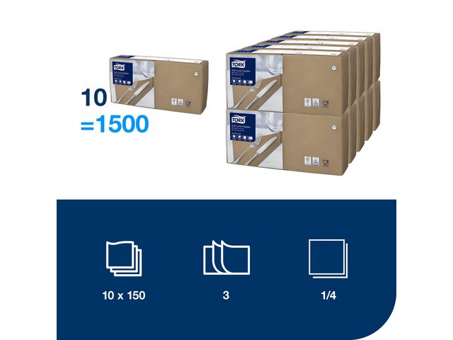 Servett TORK Lunch 3-lags beige 150/fp